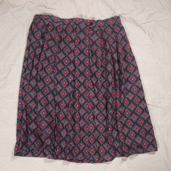 Koret Geometric Diamonds Skirt Womens Sz 20 Pleats Button Side Pocket USA - Picture 1 of 16